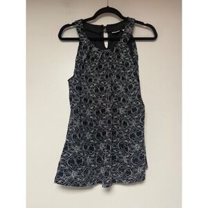 Cato Black White Embroidered Neck Detail Sleeveless Tank Top Women's XL